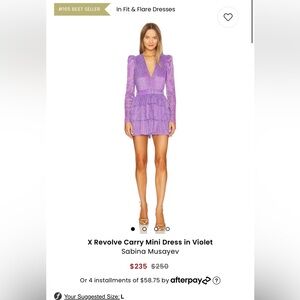 Violet Carry Mini Dress- Sabrina Musayev x Revolve Dress- Size XL